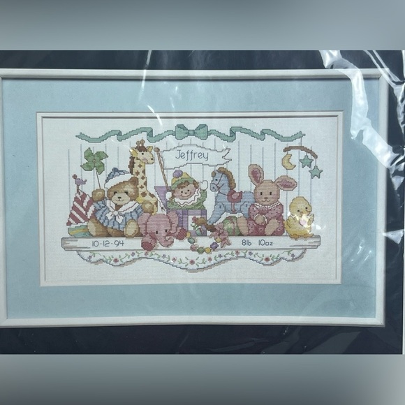 Dimensions Counted Cross Stitch Kit 16"X9"-Toy Shelf Birth Record 14 Count #3729 - Picture 2 of 4